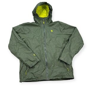 Mountain Hardwear Rain Jacket Mens Large Olive Green Hooded Mesh Windbreaker